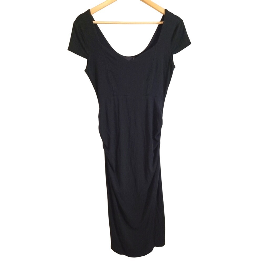 ASOS Maternity Black Short Sleeve Stretch Bodycon Midi Dress US 8